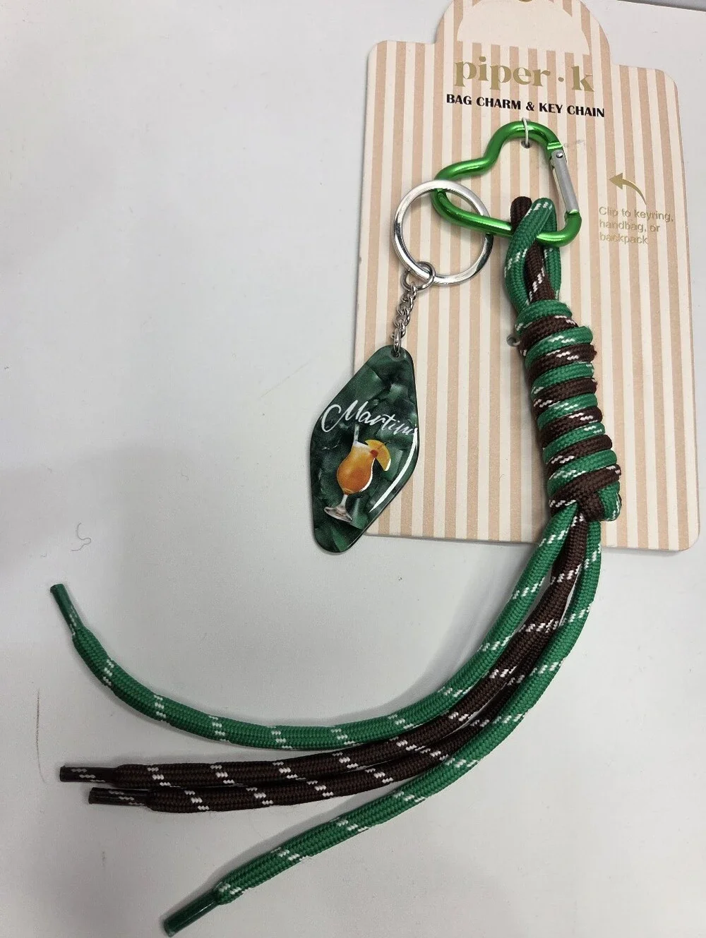 💚▪️Piper K ▪️ Green Uk Exclusive  Martini  Tassel Bag Charm